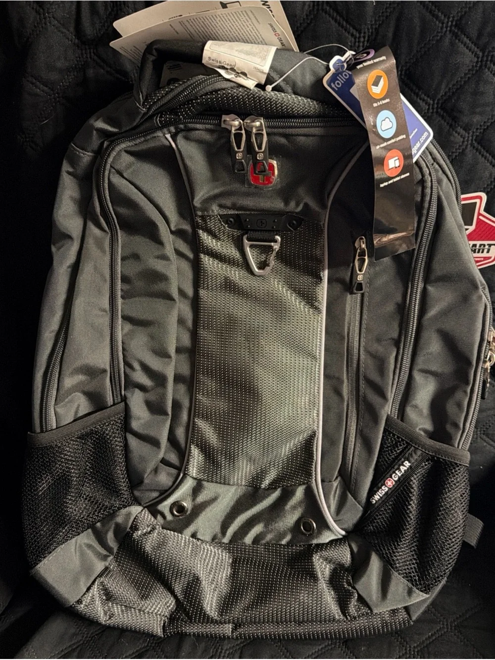 SwissGear Black and Gray Laptop Backpack with Mesh Pockets